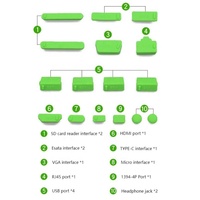 Ensemble de 16 bouchons anti-poussière en silicone pour ordinateur portable USB-A/Type-C, ports réseau RJ45 et audio - Protection d'étanchéité universelle