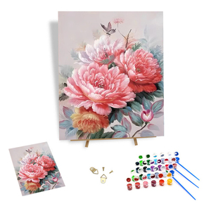 Kit de <span class=keywords><strong>peinture</strong></span> par numéros personnalisé pour le bricolage <span class=keywords><strong>Peinture</strong></span> à l'huile numérique de style moderne de <span class=keywords><strong>pivoine</strong></span> et de papillon pour la décoration intérieure - Product Image 1