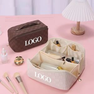 Luxury Vintage Checkered PU <b>Leather</b> Makeup Organizer Cosmetic <b>Bags</b> Toiletry Travel Portable <b>Make</b> <b>up</b> Pouch <b>Bags</b> - Product Image 4