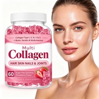 Gummies de collagène pour adultes en marque blanche avec biotine, certifiées GMP, formule personnalisée, saveur fraise, pour cheveux, peau et ongles