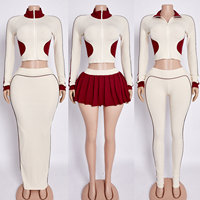 Survêtements personnalisés OEM pour femmes, ensembles deux pièces, tenues color block, vêtements de sport, mode tendance 2026, streetwear