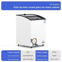 Vitrine réfrigérée pour crème glacée H 122L, vitrine commerciale en verre trempé, congélateur horizontal visible, congélateurs à coffre profond, petit congélateur domestique