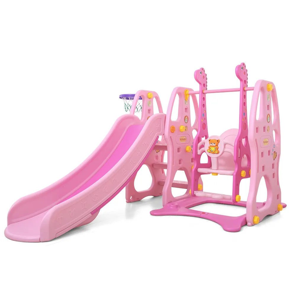 Small Indoor Playground Set for Kids Cute Baby Carton Swing Slide Play Plastic Slide Sale