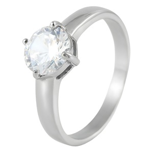 yunnique Silver Diamond <b>Ring</b> Claw Setting Unisex Wedding Engagement <b>Ring</b> <b>Titanium</b> Steel Jewelry Geometric Design FY21057 - Product Image 5