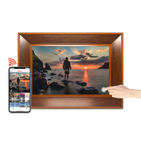 Bingkai foto Digital 10.1 "Pro, kayu cerdas bingkai foto Digital WiFi layar sentuh IPS FHD putar otomatis Foto Video Frameo App