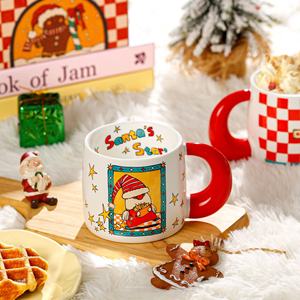 แก้วเซรามิกลายการ์ตูนสำหรับคริสต์มาสสุดสร้างสรรค์แก้วมัคของขวัญคริสต์มาสที่สมบูรณ์แบบสำหรับเด็กผู้หญิงดีไซน์คู่รักจุได้เยอะ - Product Image 5