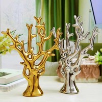 Artisanat moderne en céramique Artisanat Arbre d'amour Arbre de corail Décoration créative Maison Argent doré en option ~