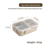 TIANXING Boîte à déjeuner rectangulaire portable étanche 750ml-1600ml en acier inoxydable Bento pour enfants travailleurs