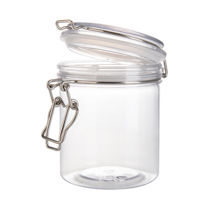 Frasco de Plástico Transparente Hermético de 500 ml con Tapa Abatible, Fácil de Usar, en Forma Redonda, para Envasar Té - Product Image 1