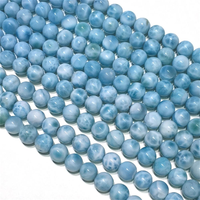 Perles rondes en larimar naturel, sphères polies en larimar, perles de pierres précieuses en vrac pour la fabrication de bijoux