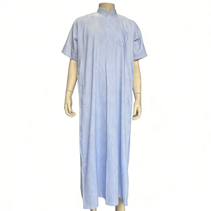 ثوب رجالي إسلامي بأكمام قصيرة مخطط مع جيوب للرجال موديل 2025 - Product Image 2