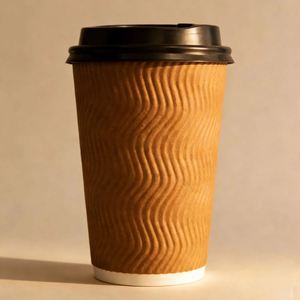 แก้วกระดาษกาแฟร้อนแบบนำกลับบ้าน ขนาด 8 ออนซ์ ทนทาน เป็นมิตรกับสิ่งแวดล้อม ย่อยสลายได้ กันน้ำ ผนังแบบลูกฟูก พร้อมฝาปิด - Product Image 4