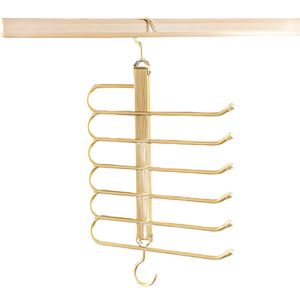 MOQ Rendah 36cm Warna Perak Aluminium Alloy 6 in 1 Gantungan Celana Organizer Pakaian Anti Selip Tugas Berat 3 Pack Penghemat Ruang Lemari - Product Image 1