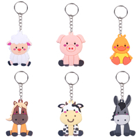 Porte-clés mignon sur le thème des animaux de la ferme, en caoutchouc, étanche, couleur personnalisée, impression UV, support promotionnel