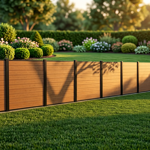 Clôture <span class=keywords><strong>de</strong></span> <span class=keywords><strong>jardin</strong></span> <span class=keywords><strong>en</strong></span> WPC, design découpé au laser, hauteur 6 pieds, imperméable, anti-rongeurs, écrans d'intimité, verre trempé, service <span class=keywords><strong>de</strong></span> modélisation <span class=keywords><strong>3D</strong></span> inclus - Product Image 2