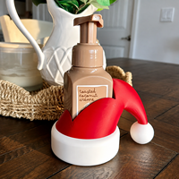 Distributeur de savon en forme de chapeau de Noël, couvercle décoratif, ornement de bureau, cadeau festif de Noël pour la décoration de la maison, de la salle de bain ou de la table