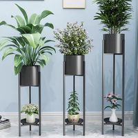 Set 3 Rak Tanaman Indoor dari Logam, Penyangga Tanaman Hijau dengan Pot Besi Emas yang Dapat Dilepas, Mempercantik Dekorasi Ruang Tamu, Rak Bunga