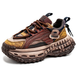Mens Distressed Chunky <strong>Dad</strong> Shoes Vintage Platform Height Increasing Sneakers Non Slip Casual Walking <strong>Trainers</strong> - Product Image 5