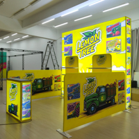 Stand d'exposition portable 3x3m en aluminium, rétroéclairé, sans outil, avec impression textile lumineuse pour salon professionnel