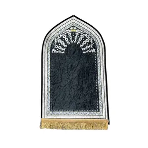 Qibla毛毯配阿拉伯穆斯林Qibla东南亚水晶天鹅绒地毯印花新奇流苏地垫祈祷垫