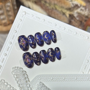 Luxury Opal Deep Blue Eye Tips <strong>Acrylic</strong> High Quality Handmade Wholesale Press on <strong>Nails</strong> - Product Image 3