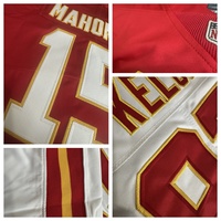 Jersey Sepak Bola Amerika Bordir Huruf dan Angka, Jahitan Berkualitas, Model Vintage, Grosir