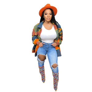 Trench-Coat en <span class=keywords><strong>laine</strong></span> à carreaux <span class=keywords><strong>pour</strong></span> femme, tendance, grande taille, veste décontractée, manteaux de printemps écossais, - Product Image 6