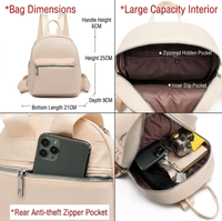 Sac à dos personnalisé mini imperméable GPS antivol avec fermeture éclair pour un usage décontracté unisexe, en nylon noir
