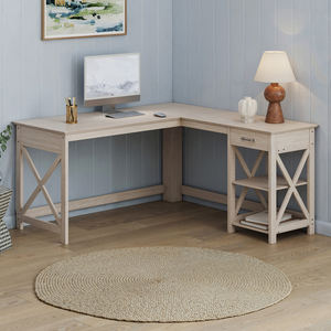 Combohome โต๊ะคอมพิวเตอร์เข้ามุมรูปตัวแอลแบบเรียบง่ายทันสมัยโต๊ะในบ้านพร้อมกรอบไม้สำหรับเขียนในห้องนอนหรือในสไตล์ที่เป็นเอกลักษณ์ - Product Image 3