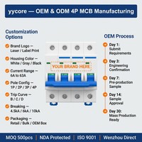 Disjoncteur 4P MCB 400V 6kA ADB3-63 Corps large Courbe C 6A-63A Disjoncteur triphasé IEC60898-1 CE CB CCC OEM ODM