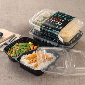Tùy Chỉnh Dùng Một Lần 2 Ngăn Takeaway Nhựa Tái Sử Dụng Bữa Ăn Prep Container Thực Phẩm Bento Box - Product Image 5