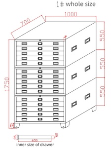 Armoire de classement en acier à 5 tiroirs pour cartes A0 ou A1, personnalisable - Product Image 2