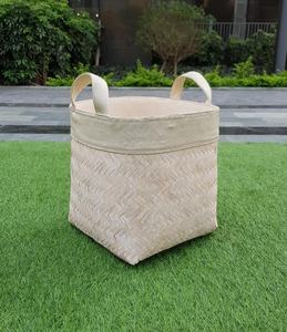 Cesta de Almacenamiento de Bambú Tejida a Mano al por Mayor con Forro y Asas, Cesto de Ropa Natural para Decoración del Hogar - Product Image 5