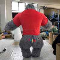 Costume de mascotte gonflable en peluche King Kong Gorilla avec t-shirt personnalisé avec logo pour la publicité d'Halloween, usage adulte