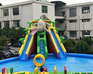 Super grande <span class=keywords><strong>piscina</strong></span> di acqua gonfiabile parco <span class=keywords><strong>piscina</strong></span> <span class=keywords><strong>con</strong></span> <span class=keywords><strong>scivolo</strong></span> e gli ostacoli di acqua di disegno del coccodrillo - Product Image 3