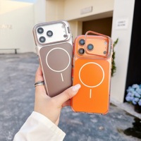 Coque de téléphone magnétique antidérapante avec cadre métallique pour appareil photo, antichoc, pour iPhone 15 Pro Max et 17 Pro