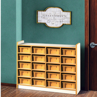 Meuble de rangement scolaire universel en bois contemporain coloré, durable et écologique pour enfants
