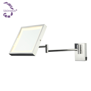 Venta caliente Montado en la pared Hotel espejo de aumento x 3 <span class=keywords><strong>5</strong></span> 7 <span class=keywords><strong>10</strong></span> Baño en casa Pequeño maquillaje Cuadrado Espejo de luz LED - Product Image 1