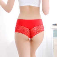 Sous-vêtements pour femmes en dentelle transparente sans couture confortables au quotidien, couleur unie