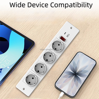 Prise de courant encastrée pour bureau avec prises CA, USB-C et protection contre les surtensions, multiprise dissimulée pour bureau ou bureau à domicile