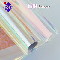 Film dichroïque arc-en-ciel transparent en PET écologique RG 18u pour papier d'emballage de Noël, feuilles de cellophane pour fleurs