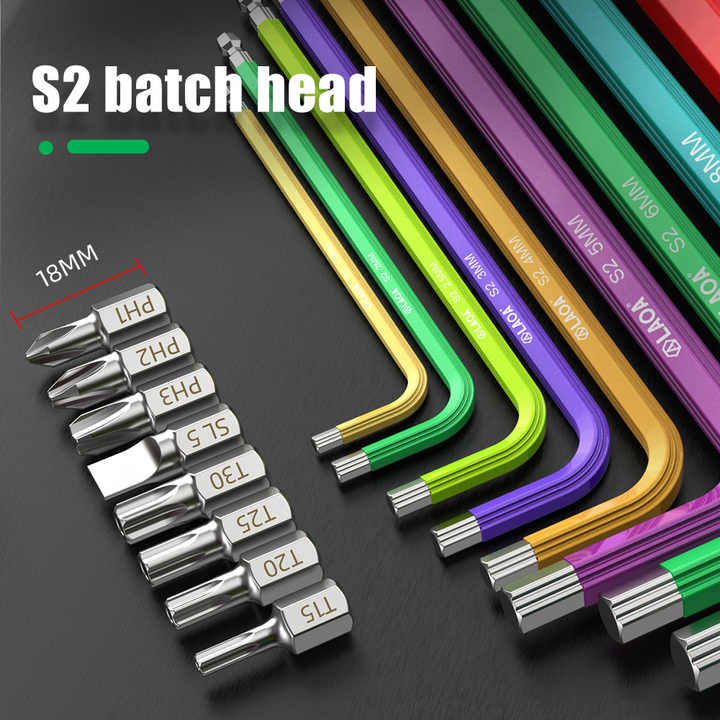LAOA Household Color Hex Key Set Hexagonal Screwdriver Hexagonal Wrench Hexagonal Lengthened Maintenance Tools Splendor LaoA
