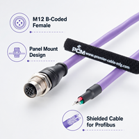 Rangkaian Kabel Profibus M12 B-Code 2 Pin Female Panel Mount dengan Ujung Terbuka dan Dilindungi untuk Peralatan Otomasi Industri