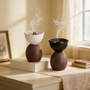 Quemador de incienso alto de madera en forma de tazón, el más vendido, quemador de aromaterapia portátil, decoración del <span class=keywords><strong>hogar</strong></span>, quemador de incienso árabe bakhoor - Product Image 2