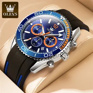 OLEVS 9916硅运动男表大表盘石英表男士奢华透气硅胶运动品牌手表男士礼品reloj