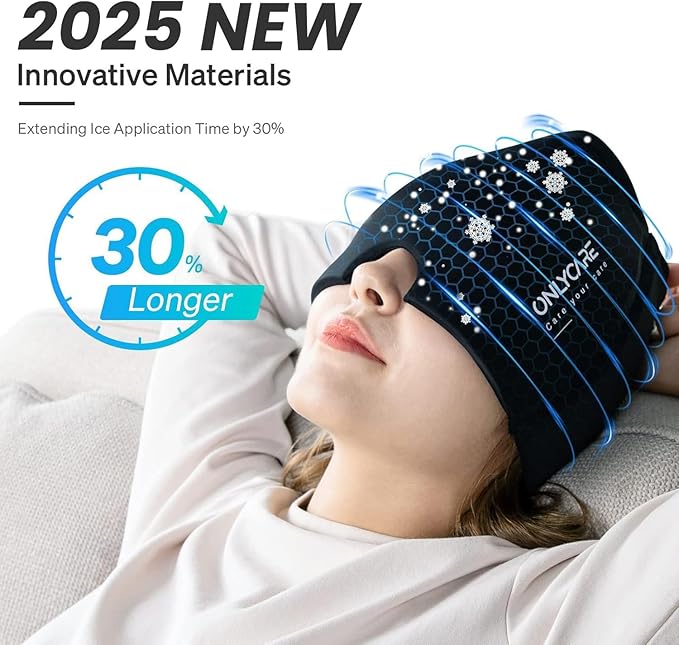 Flexible Migraine Relief Gel Ice Hat Cap Hot & Cold Packs Customize Size for Headache Puffy Eyes Tension Relief