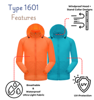 Veste de pluie imperméable à revêtement ultra-léger Veste en peau anti-UV pour unisexe coupe-vent respirant résistant à l'eau pour la course à pied