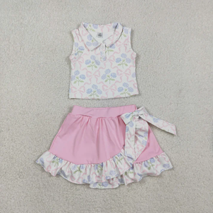 Conjuntos de Ropa Deportiva de Yoga para Niñas Pequeñas, Chalecos con Botones a Cuadros y Lazos, Faldas con Volantes y Pantalones Cortos - Product Image 5