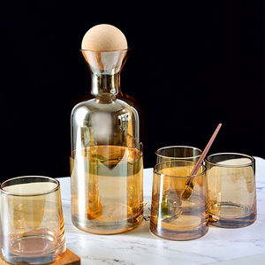 Ensemble de 5 verres à boire de style mi-siècle en ambre, verres vintage à l'<span class=keywords><strong>ancienne</strong></span>, verres à eau, <span class=keywords><strong>carafe</strong></span> avec couvercle, ensemble de boissons - Product Image 5