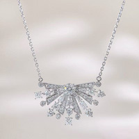 Collier pendentif en or blanc 18 carats avec diamant de laboratoire, motif feu d'artifice, diamant fantaisie complet, réglable, bijoux fins pour femme, charme